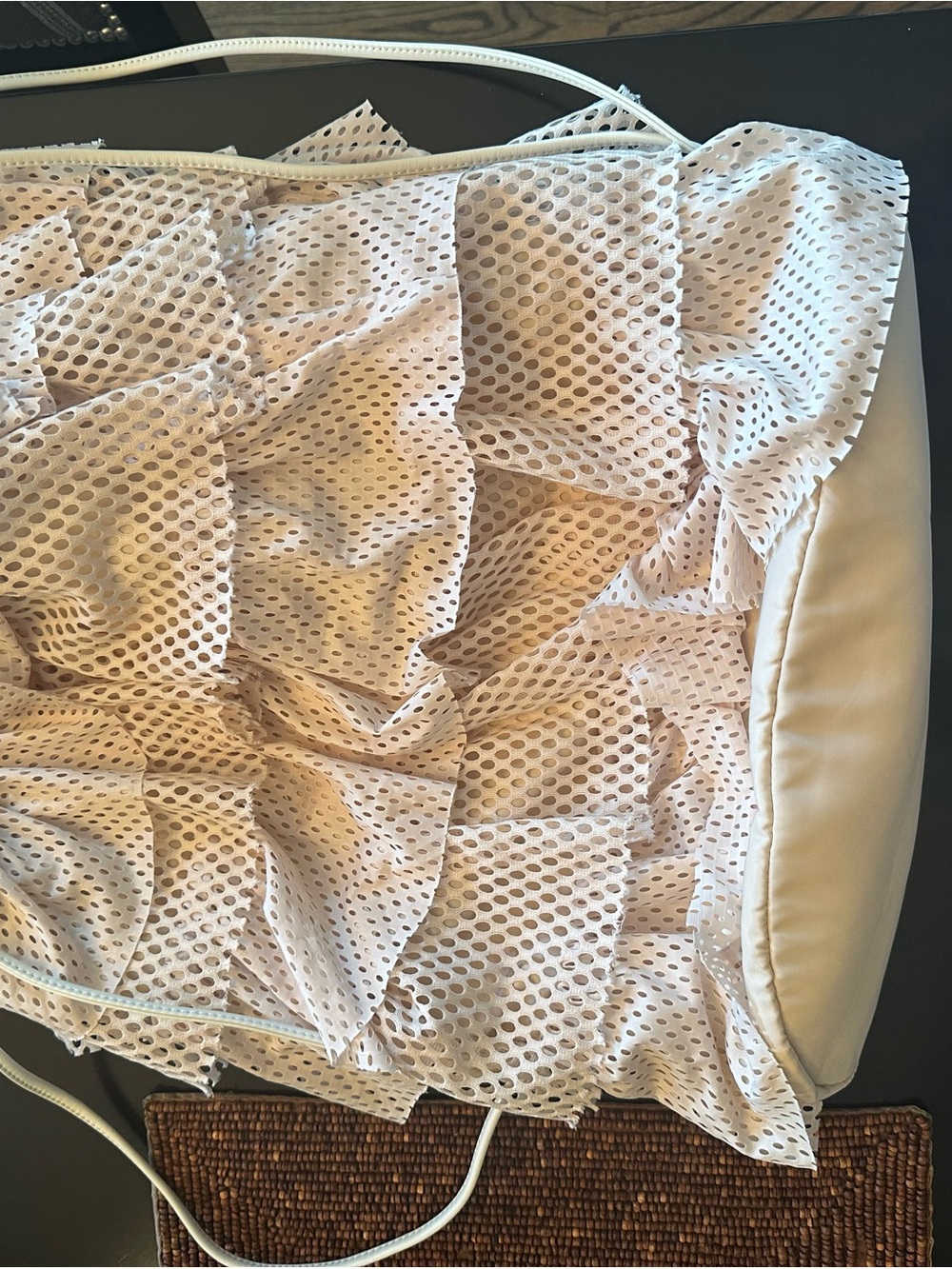 Puma X Fenty Layered Mesh Drawstring Backpack in Cream - Picture 5 of 5
